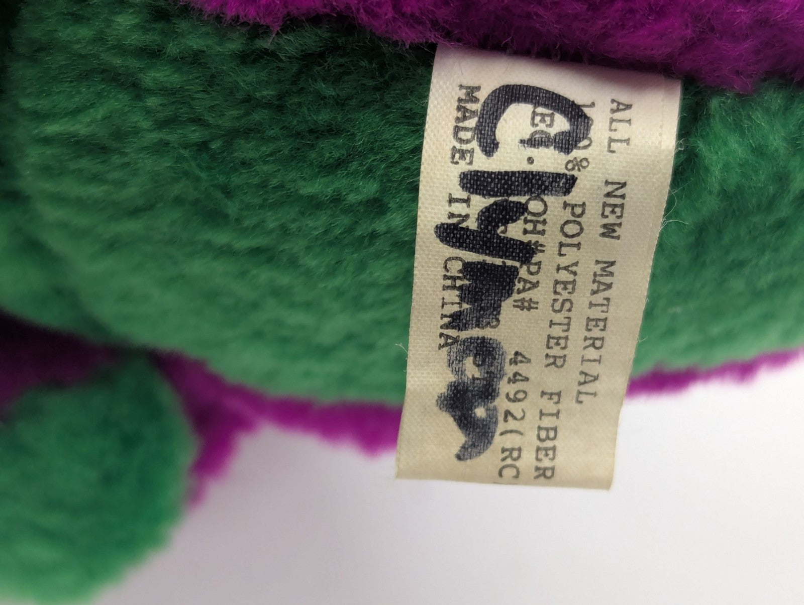 Retro Small Barney Plush Goffa International Stuffed Animal Purple Dinosaur Bow