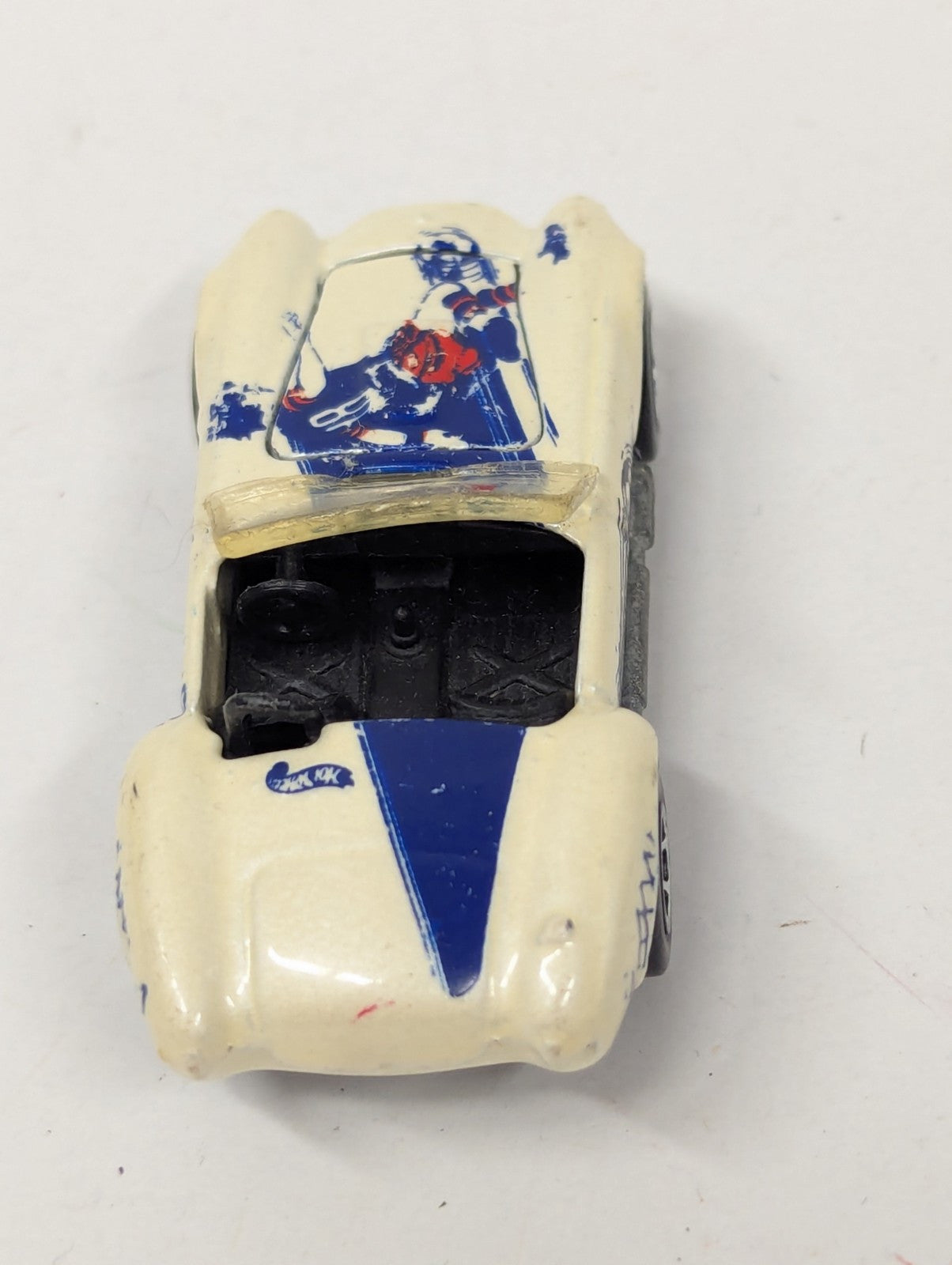 VIntage HOT WHEELS 1982 AC COBRA SHELBY with SOCCER GRAPHICS Opening Hood
