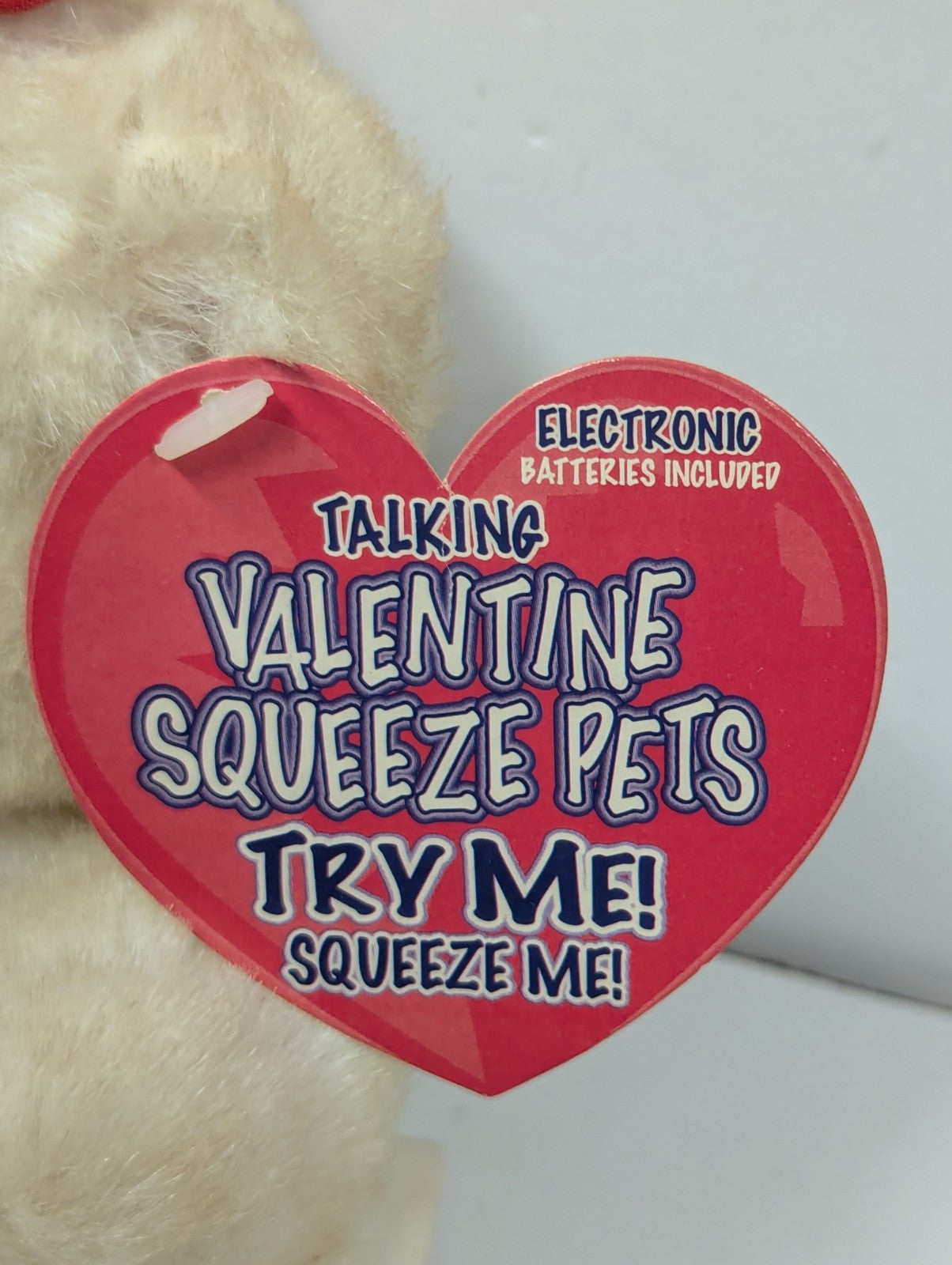 Vintage Great American Fun Valentine's Talking Squeeze Pets Bear Plush NWT