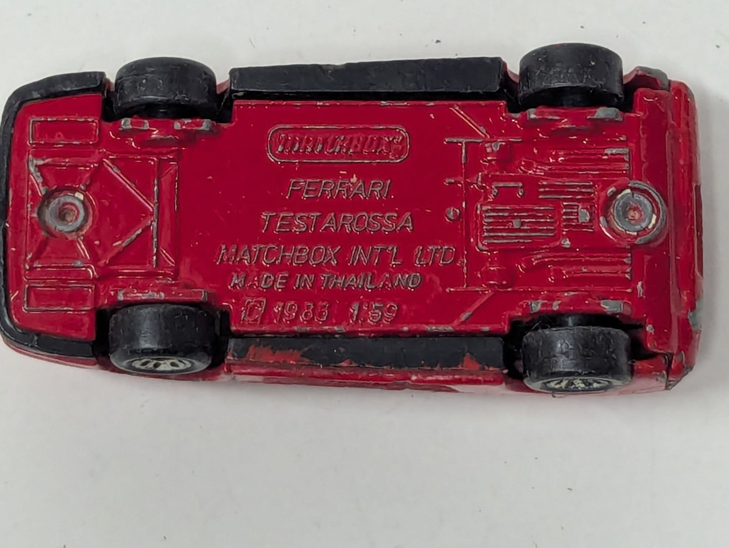 1986 Matchbox Ferrari Testarossa Red Die Cast Metal 1:59 Scale Macau