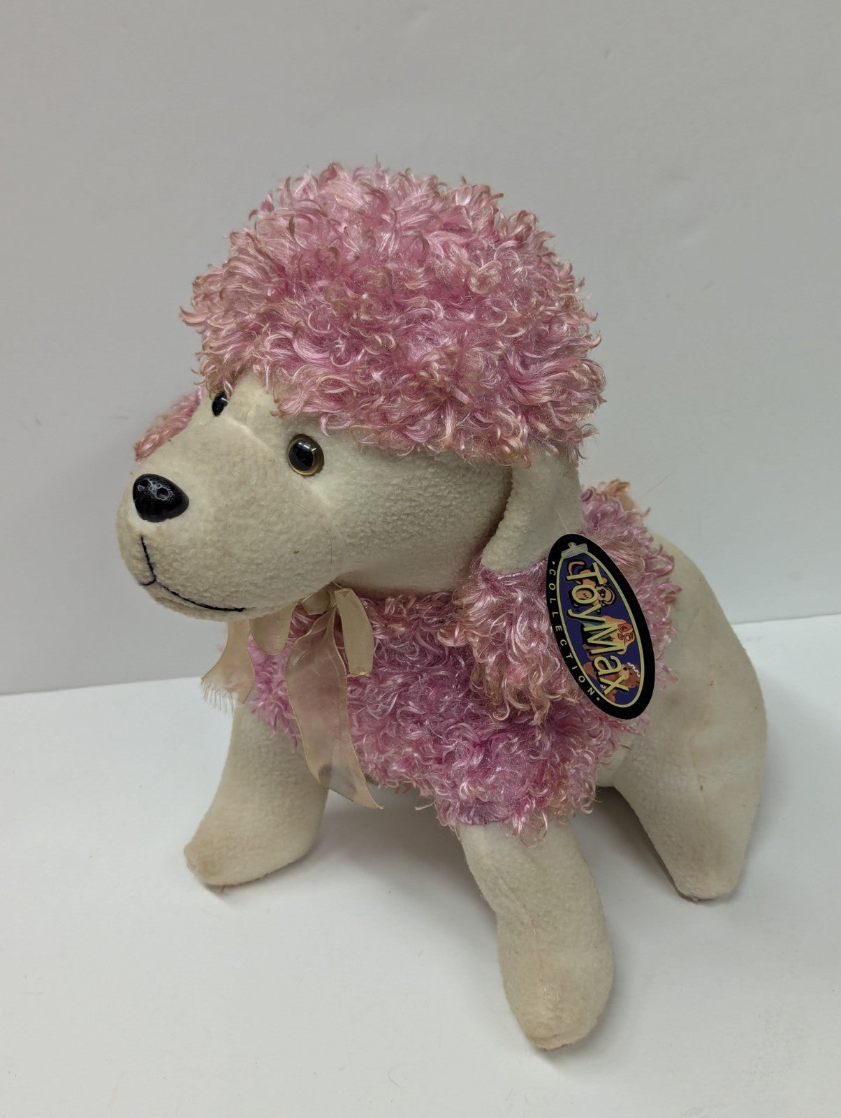 90's Toymax Collection Pink Poodle Plush Curly Hair Puppy Dog NWT