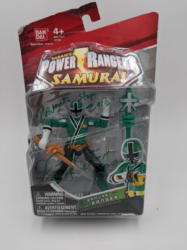 Power Rangers Samurai Green Ranger Figure Signed By Cameron Watanabe on Card