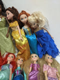 Huge Lot of 19 Disney Dolls, with Talking Tangled Doll