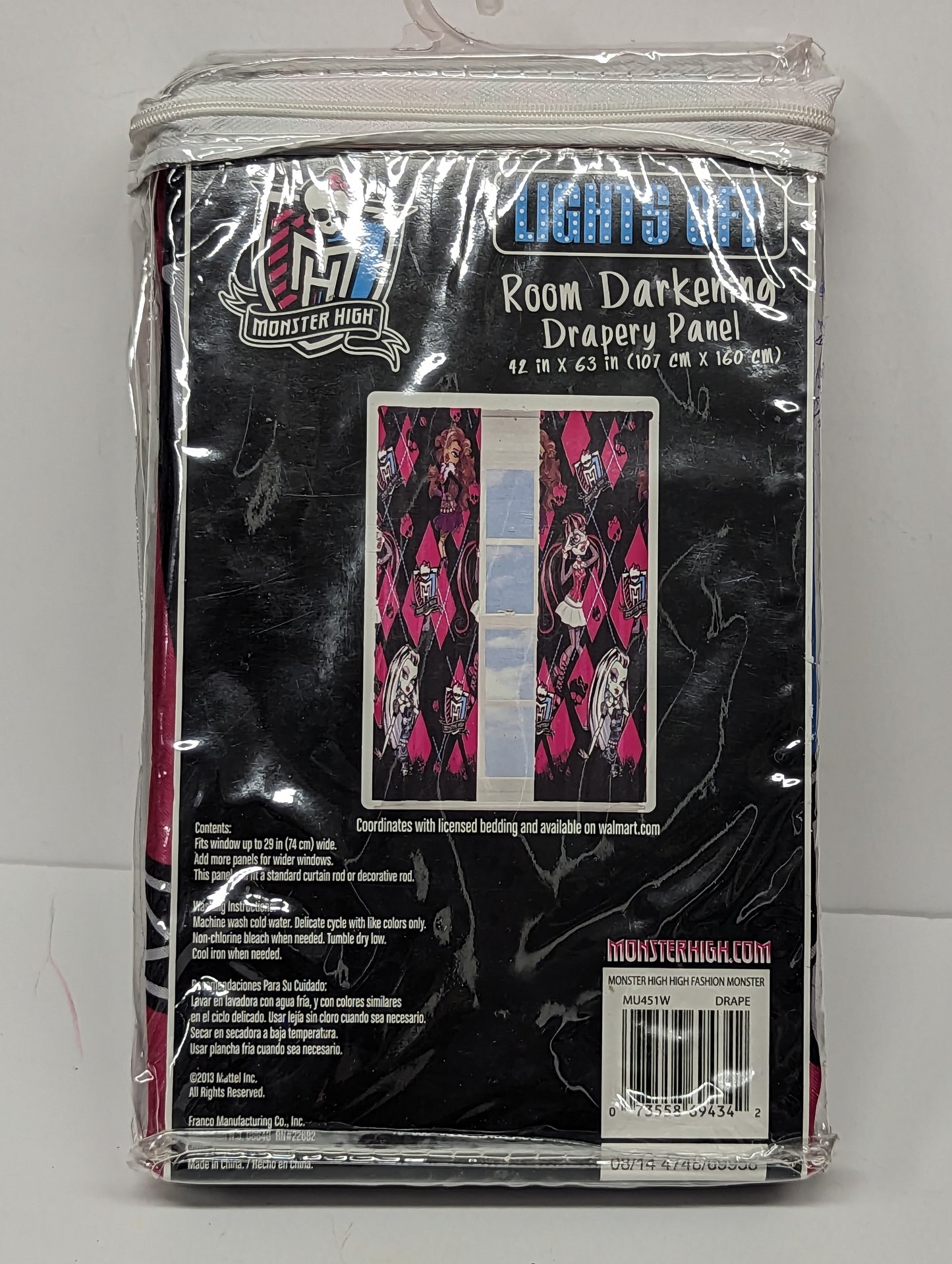Monster High Lights Off Room Darkening Drapery in Packaging 1A